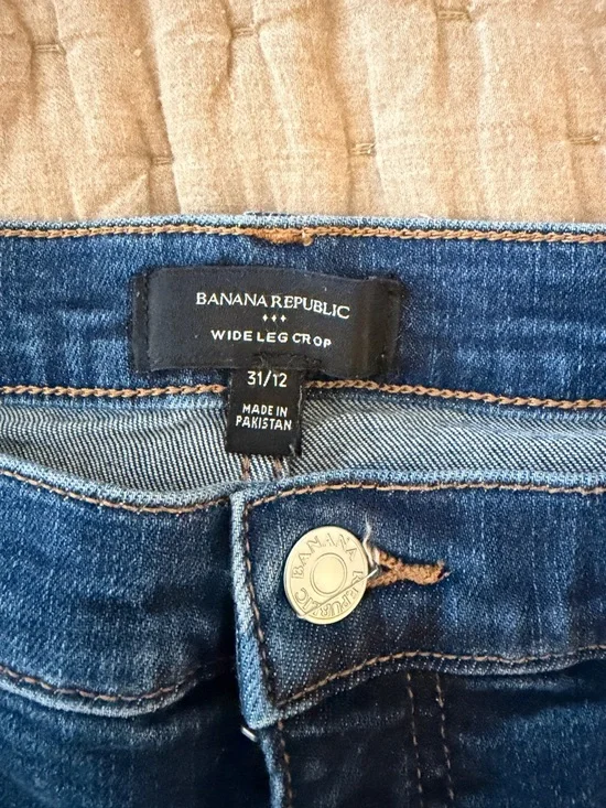 Banana Republic Factory Dark Blue Cropped Wide-Leg Jeans - Picture 2 of 5